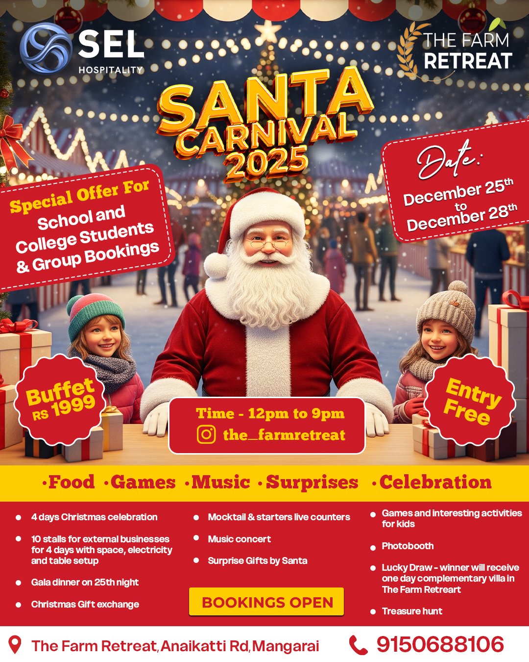 Santa Carnival 2025 event poster design by Arina Digital Adz