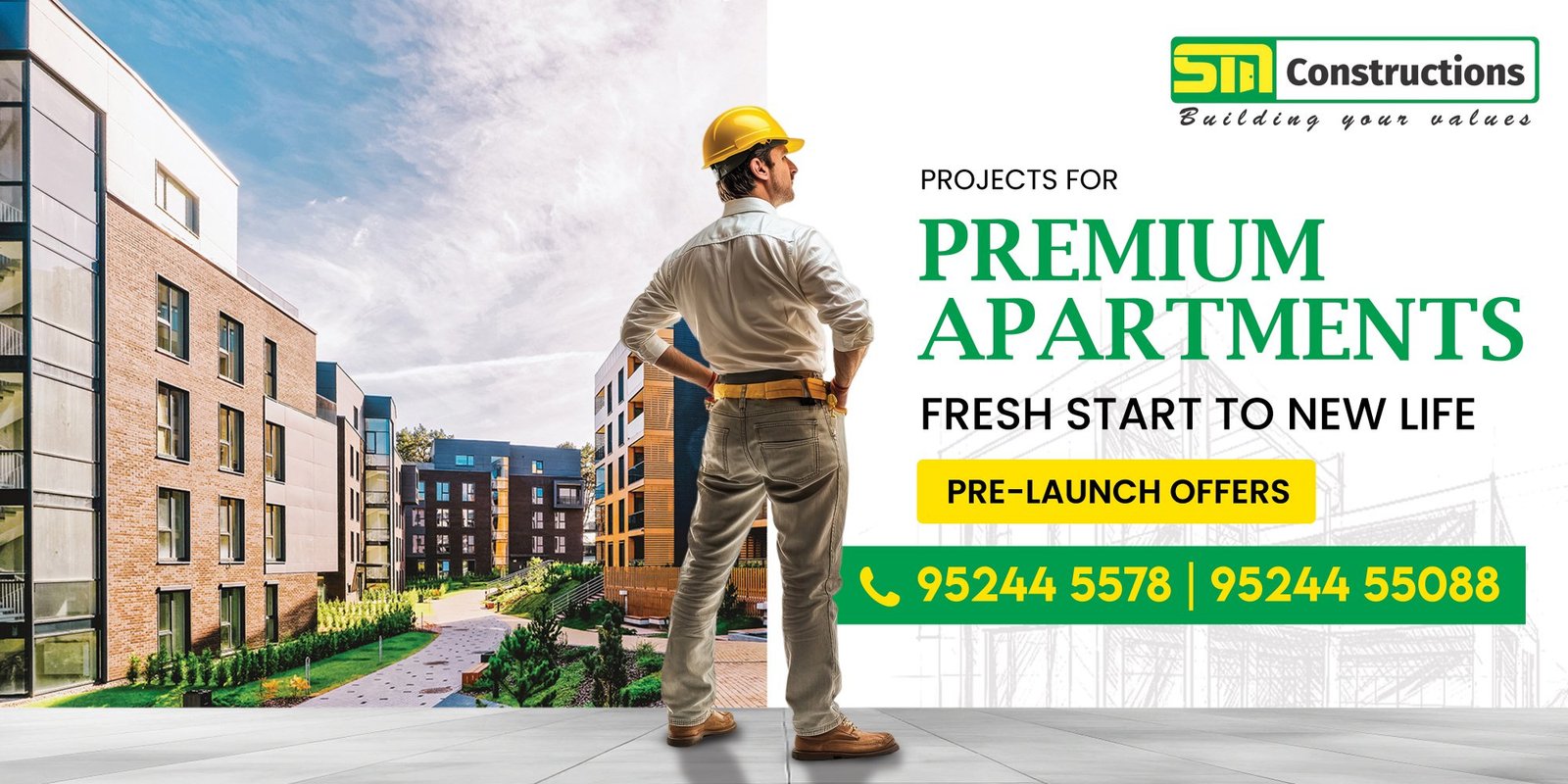 SM Constructions real estate banner design by Arina Digital Adz Tamil Nadu